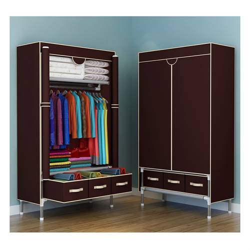 portable clothes closet wardrobe with hanging rack non woven fabric storage organizer with three drawer boxes no tool assembly 35 4 l x 17 7 w x 67 h portable closets