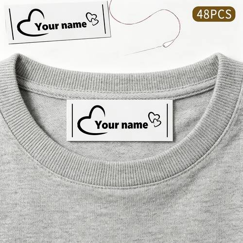 48pcs custom name clothing labels personalized sew on fabric tags with washable name tags for clothes handmade items and garments