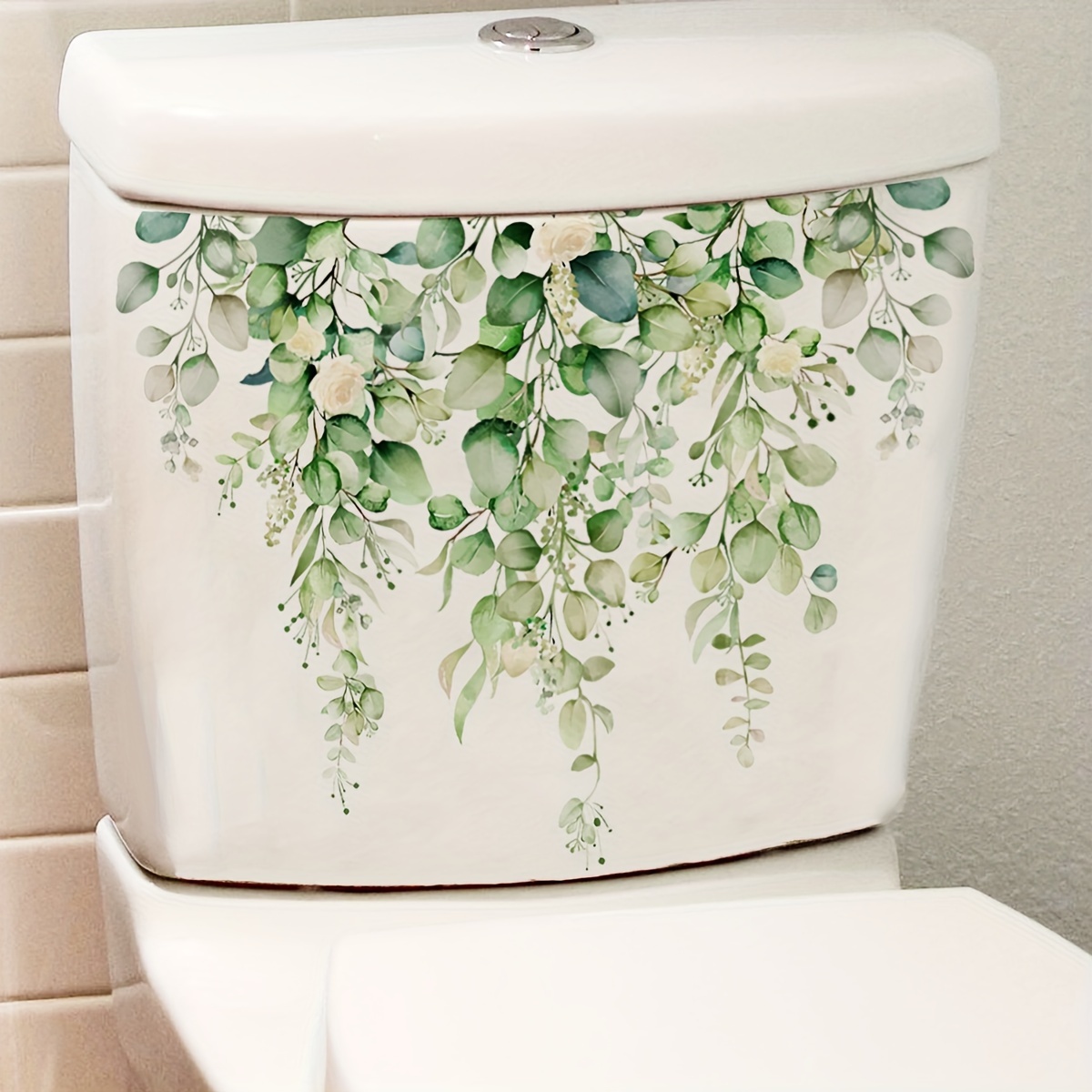 

Botanical Leaf Toilet Lid Decal, Floral Pvc Self-adhesive Sticker For Bathroom Decoration, Single-use Greenery Themed Toilet Tank Cover Accent, Home Decor Wall Applique - 35cm X 25cm - Ms2301-kq