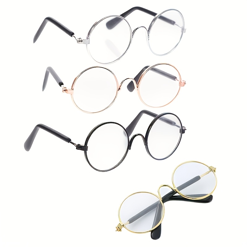 TEMU Lot de 4 lunettes pour animaux de compagnie à monture métallique, lunettes pour chat, adaptées aux petits animaux, 8,5 cm / 3,3 pouces