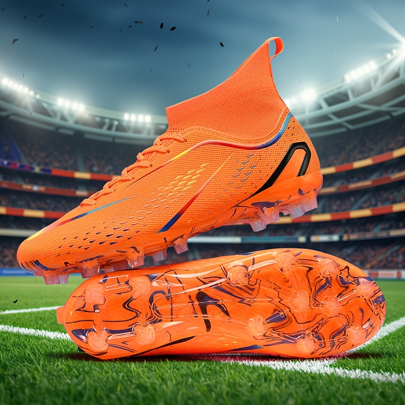Zapatillas de fútbol y transpirable para hombre Naranja con detalles  clavos de goma antideslizantes, diseño con cordones par