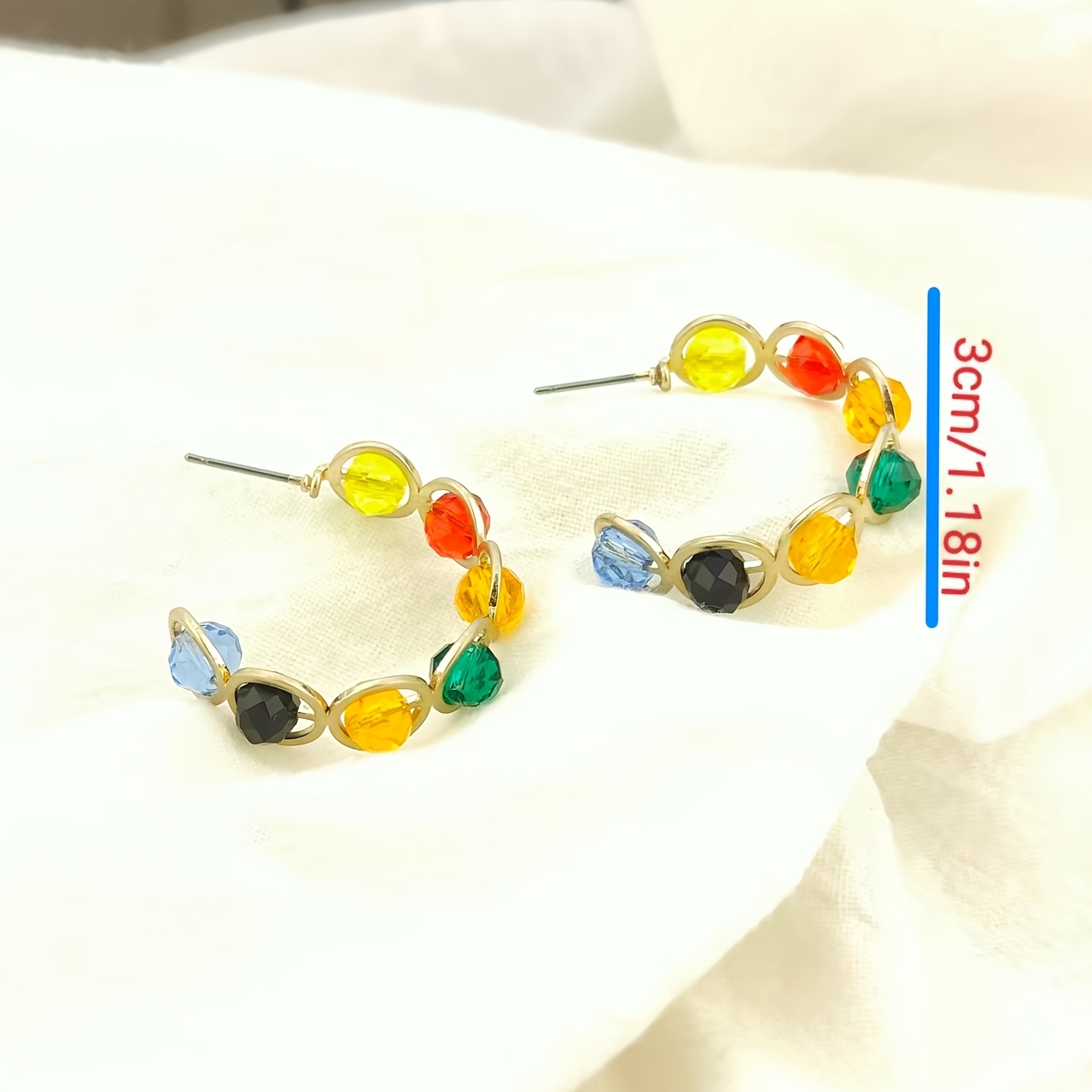 Women's Hollow Inlaid 7pcs Colored Bead Earrings