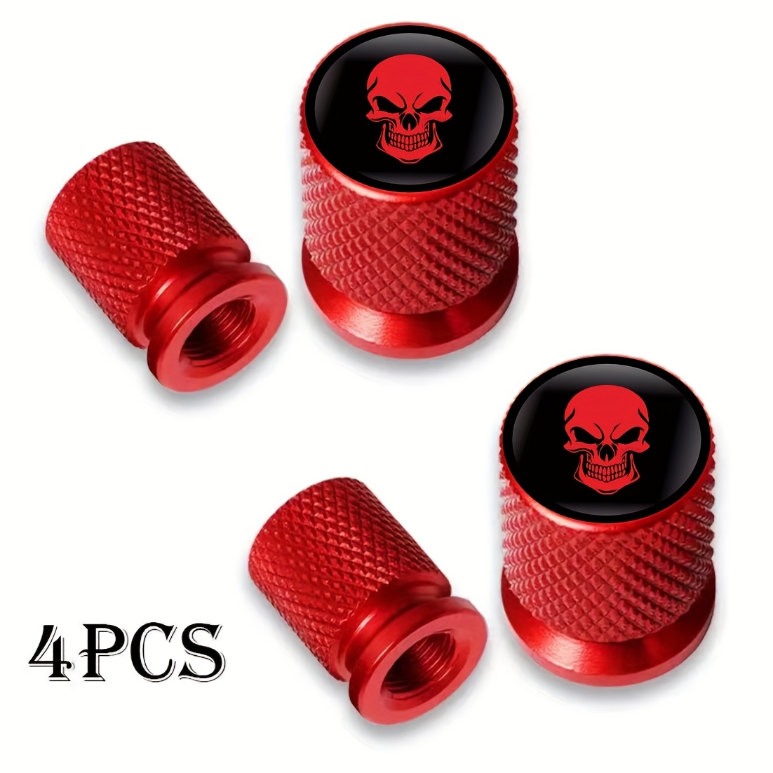 Image of Pattern Car Tire Aluminum Valve Stem Caps Set Of Four, Universal Tire Valve Dust Covers, Options For Suv, Truck, And Seda