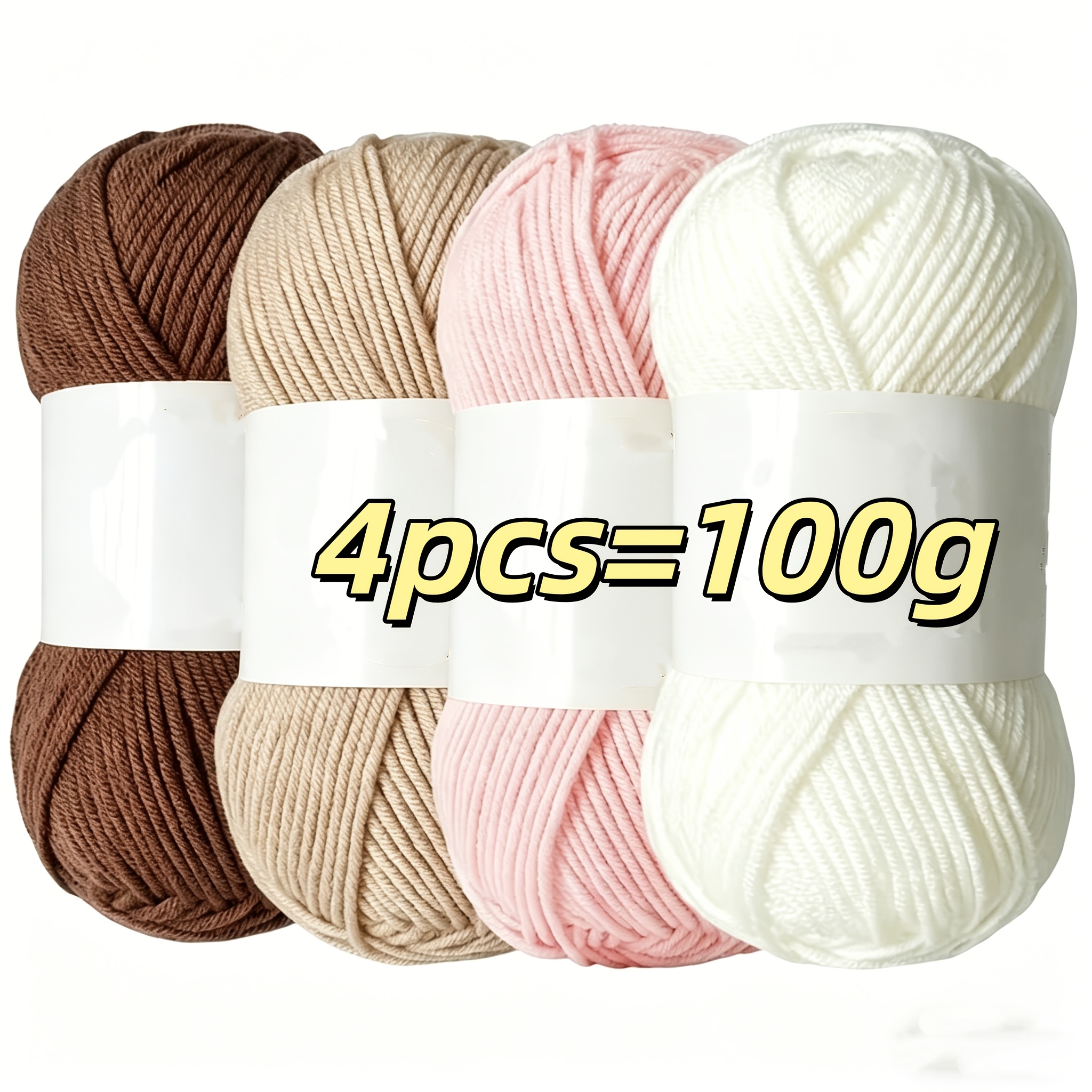 TEMU 4 Rolls Multicolor Yarn Combination, Knitting Thread, Weight 100g, Suitable For Crochet Hats, Carpets, Handbags, Bouquets, Etc., For Gifts