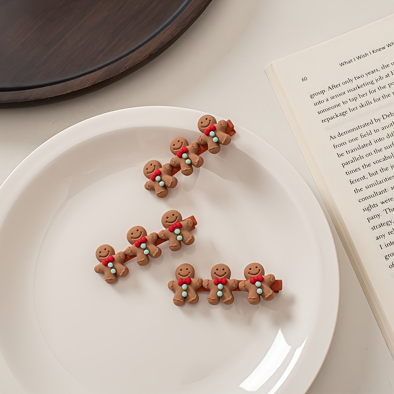 

Festive Gingerbread Man Hair Clips - Cute And Sweet, Perfect For Holiday Seasons