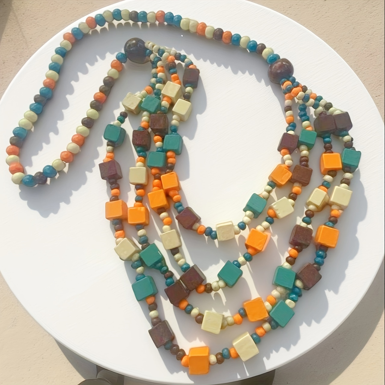 handmade bohemian wooden bead necklace women high quality Temu