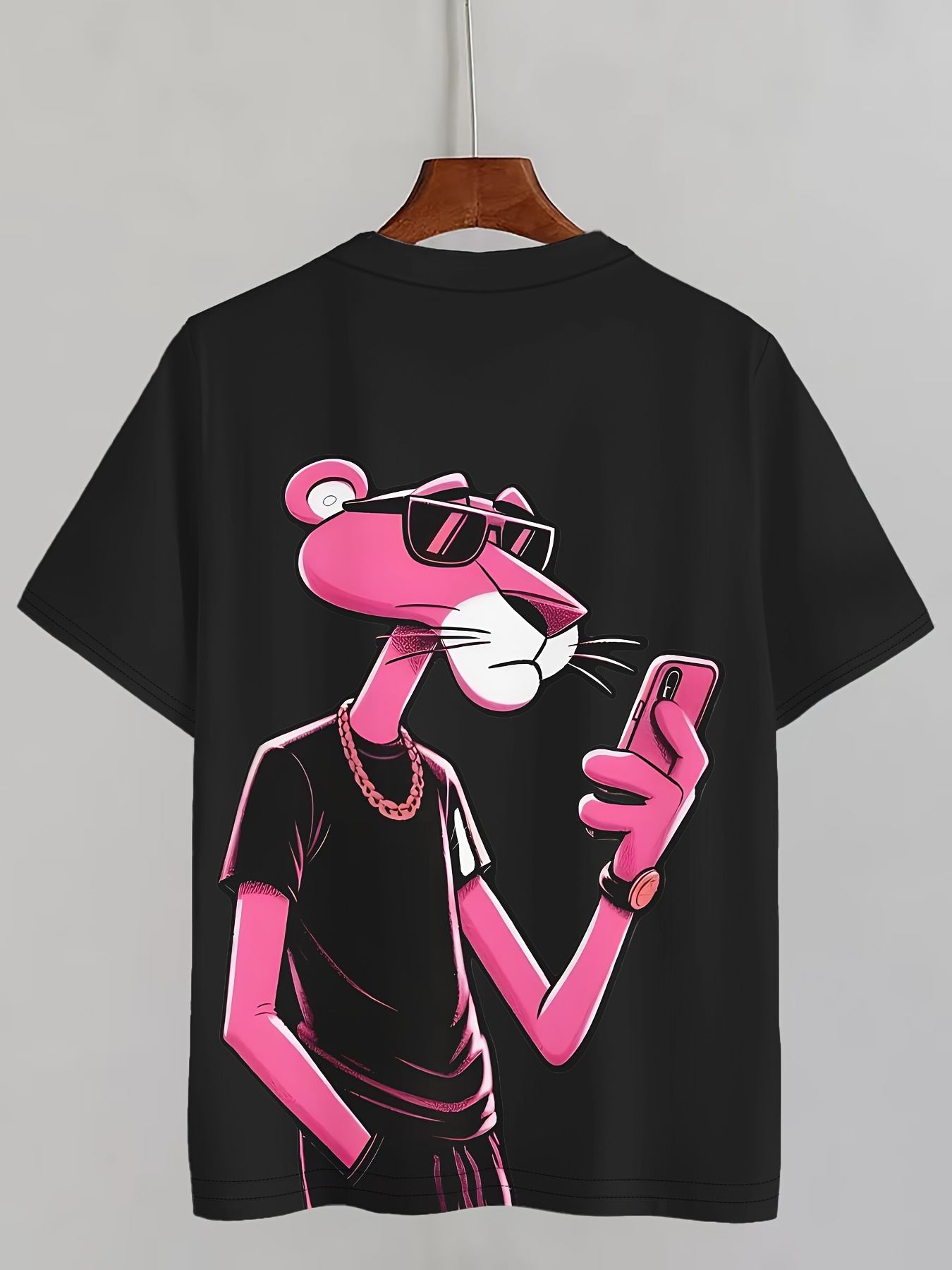 men' graphic crew neck t shirt vibrant pink cartoon pink