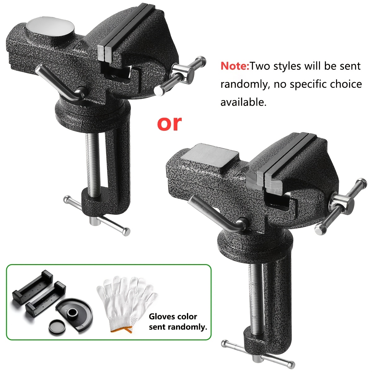 E-shop Hobbyworker Tisch-Schraubstock, 1 3/8" 2' 3 1/8" Backenbreite, 360-Grad-Schwenkbarer Verriegelungssockel, Mehrzweck-Werkbank mit Amboss,