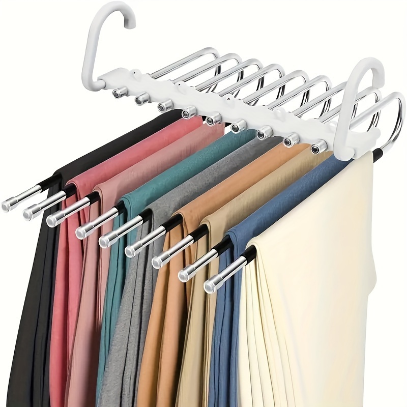 

1pc 5-tier Stainless Steel Pants Hanger - Non-slip, Multi-functional S-shaped Closet Organizer For Jeans & Underwear, Polished Finish Hangers For Pants Pants Hangers Space Saving