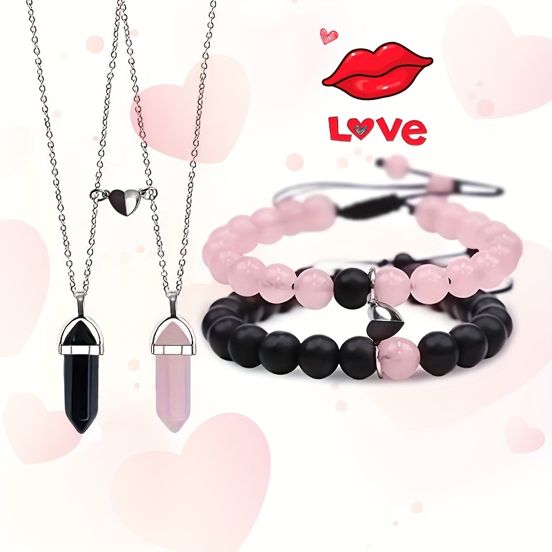 Buy HUASAI4Pcs Couples Bracelet and Necklace Couples Gifts for Him and Her  Matching Necklace Online at desertcartKUWAIT