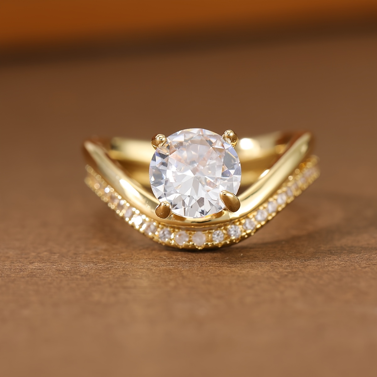 V-Shaped Setting with Synthetic Zirconia, Elegant Versatile Ring