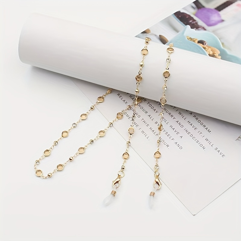 TEMU 1pc Cadena para Gafas de Tema , Accesorio Decorativo con Gemas Sintéticas Multicolor, Recubrimiento Duradero, Regalo Versátil para
