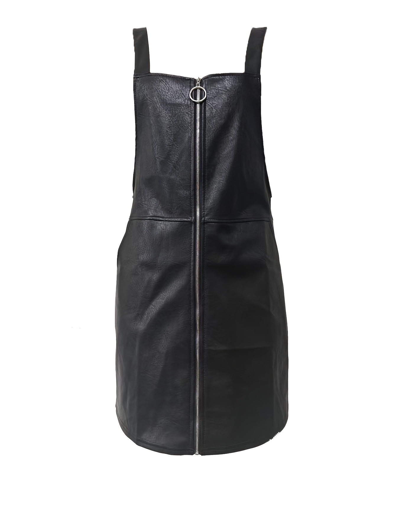 leather overall dress womens matte faux casual full zipper off white kaftan