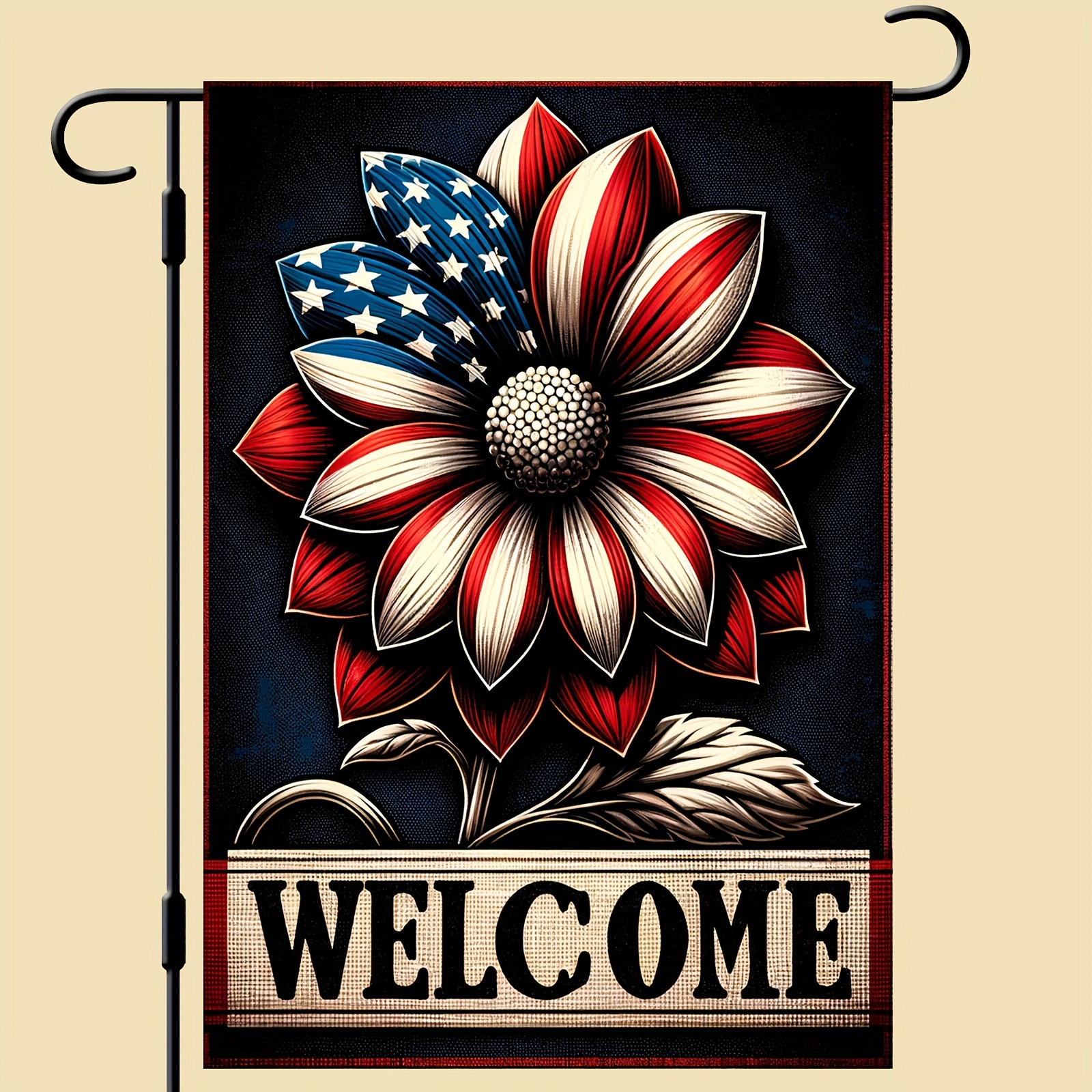 

1pc, 4th Of July Patriotic American Flower Welcome Garden Flag, Double Sided Garden Yard Flag, Home Decor, Outdoor Decor, Yard Decor, Garden Decor, Holiday Decor, No Flagpole 12x18inch