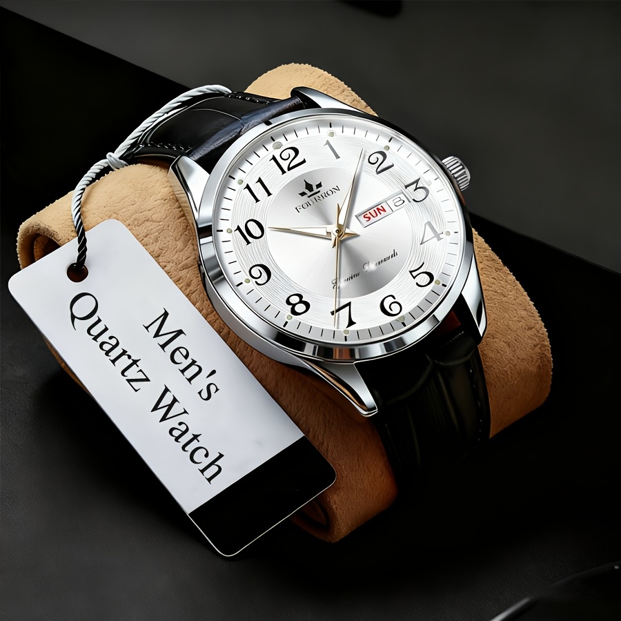 Image of 1 Fourron Automatic Quartz Watch Water-resistant Luminous Large Dial With Calendar & Date Display, Suitable For Swimming, Unisex /digital Watch For , Movement For Outdoor, Business, Gifts
