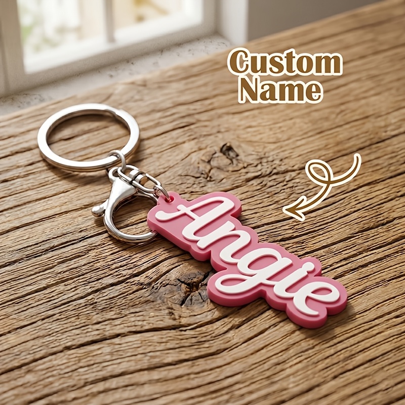 TEMU [2D Plat] [2D Plat] [Personnalisé] 1pc Porte-clés Étiquette Nom Acrylique Personnalisée, Porte-clés Plaque de Nom Homme Personnalisé,