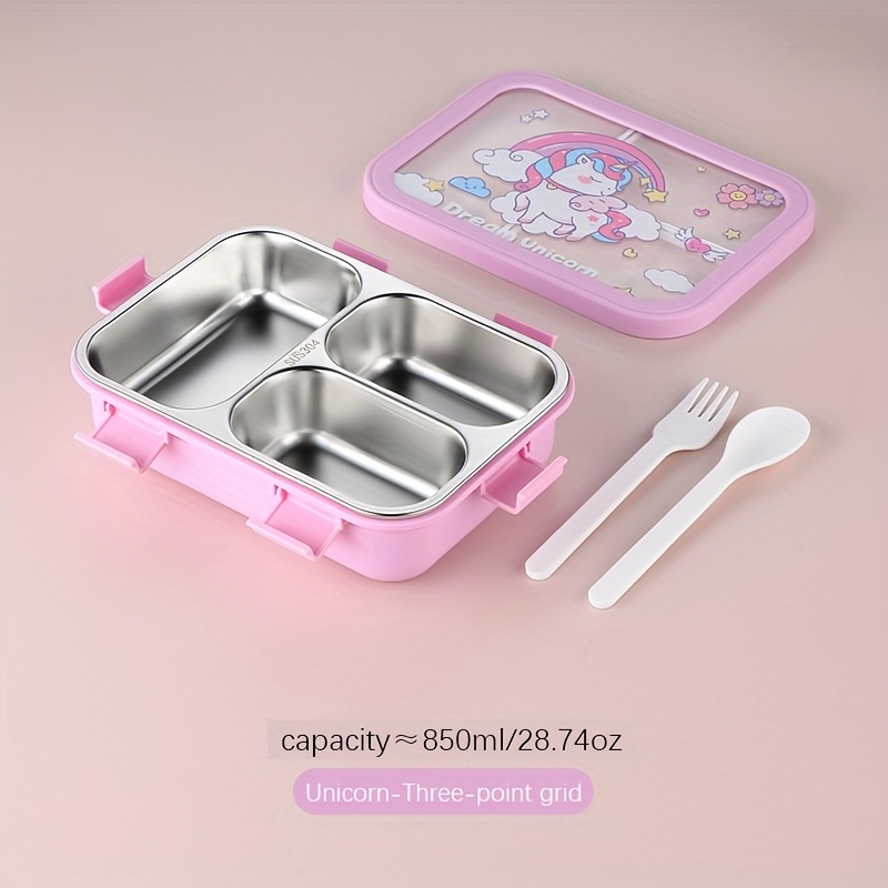 E-shop 304 Edelstahl Lunchbox, 18/8 Innenbehälter mit Besteck, eingebauter Isolationsstoff zur Geruchsabschirmung, auslaufsicherer Obstsalat- und