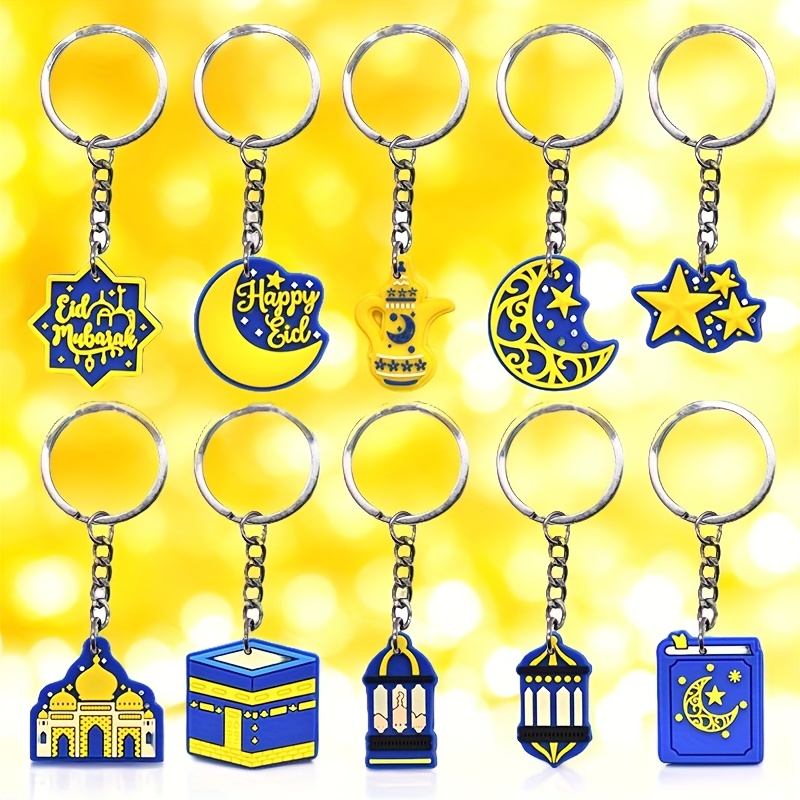 

10pcs Keychain, Eid Al-fitr Pvc Keychain For Men And Women, Handbag Pendant Wallet Key Ring, Key Holder Accessories