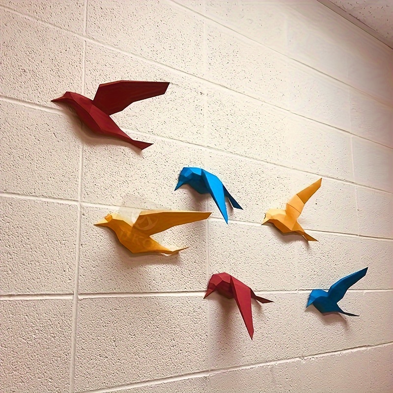 

Diy Bird Flock Paper Craft Kit - Colorful Wall Art Decor, Educational Origami Project For Family Fun, Home & Office Decoration, 8x9 Inches