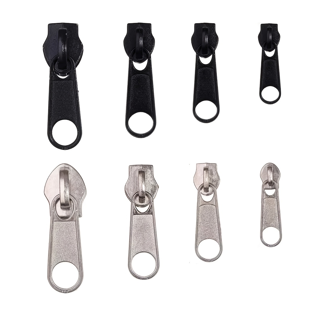 TEMU Lot de 8 glissières de remplacement pour fermeture éclair, noires et argentées, taille 8, pour réparation de vêtements, sacs, bagages, couture