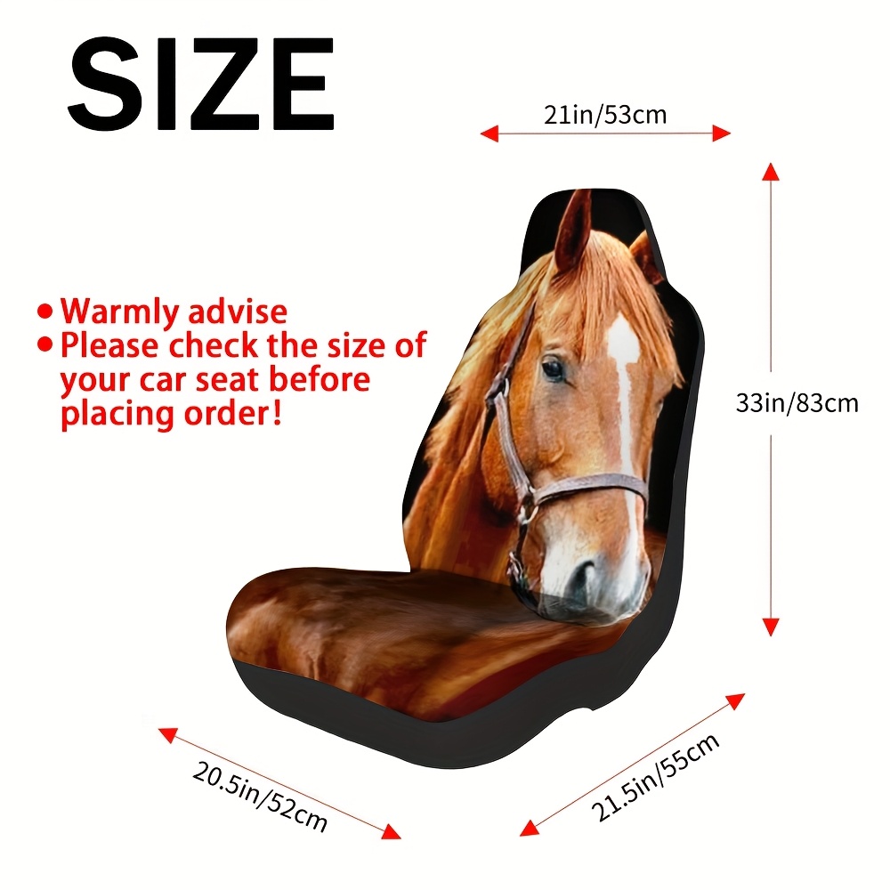 TEMU 2pcs, Decorative Horse Animal Themed Seat Covers, Soft Comfortable Fabric, Fit For Cars Suvs Trucks, Enhances Front Interior With Elegant And
