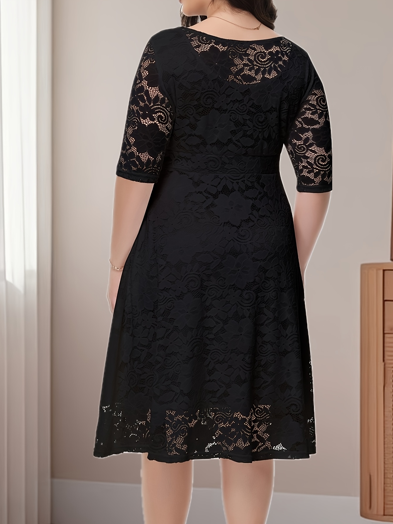 plus size plus size plus size crew neck 3 4 sleeve elegant - Temu
