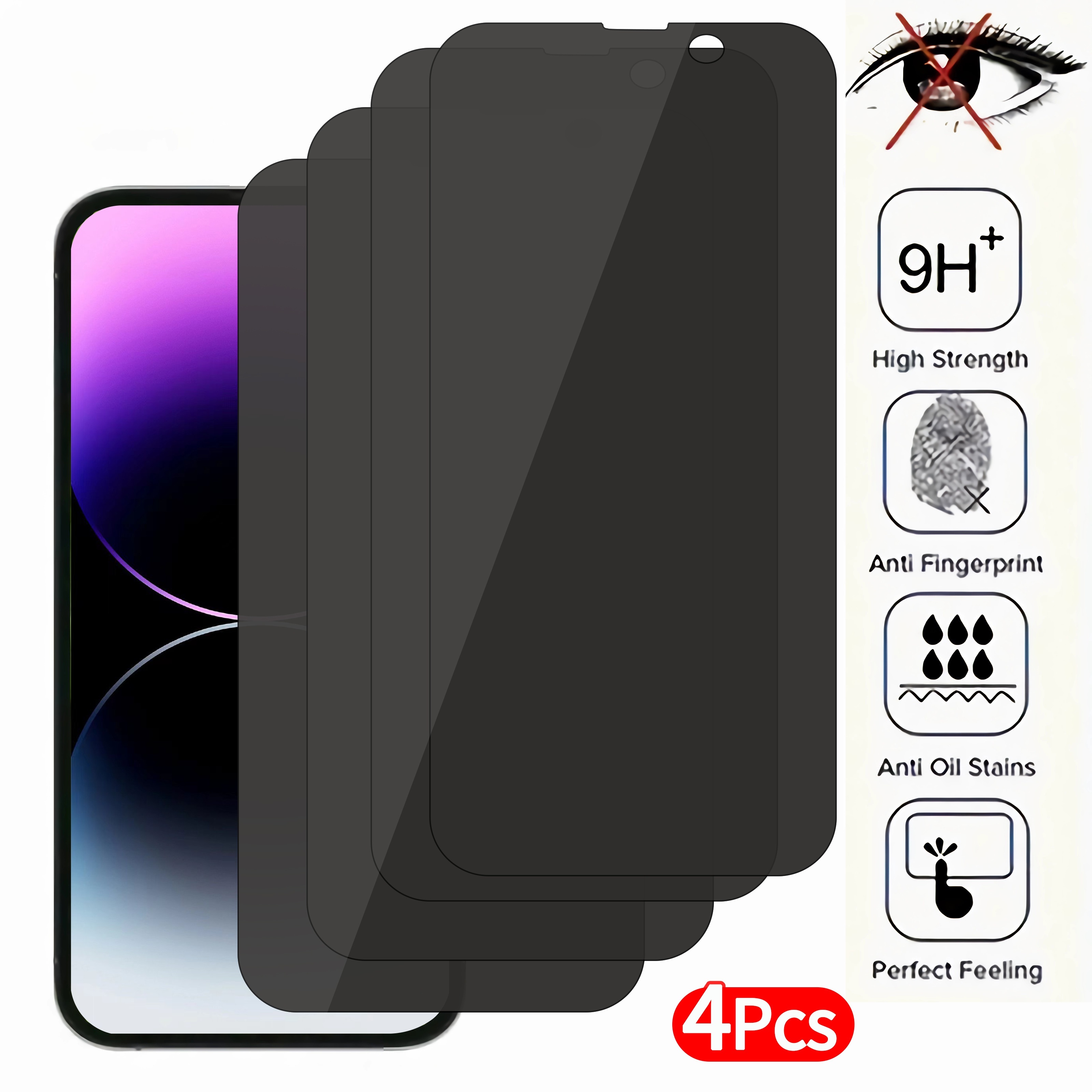 

privacyplus" 4-piece Anti-spy Tempered Glass Screen Protectors For Iphone 6/7/8/se2, X/xs/xr/xs Max, 11/pro/max, 12/mini/pro/max, 13/mini/pro/max, 14/plus/pro/max - Full Coverage Privacy Film By Rkry