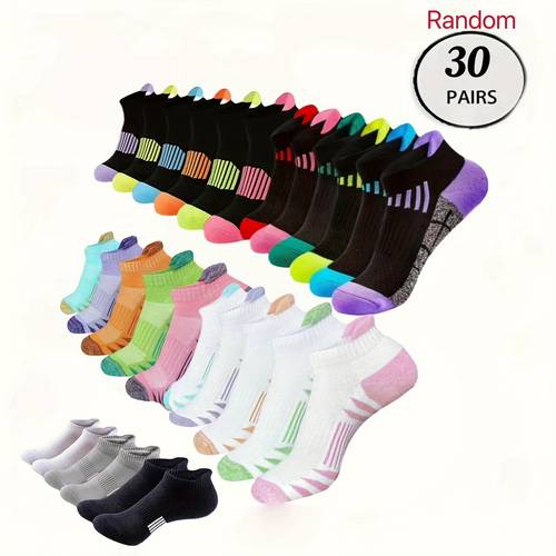 20 30 40 50 pairs unisex ankle length running socks assorted colors breathable moisture wicking lightweight athletic casual socks for men women machine washable