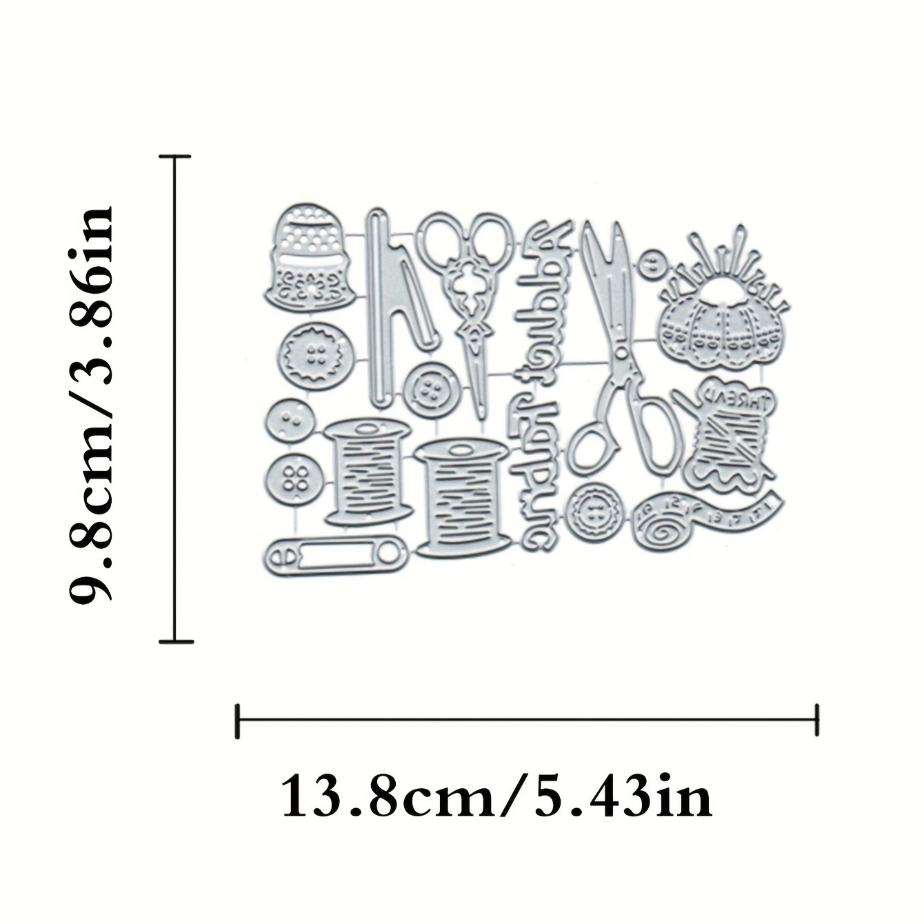 Image of 2024 New Sewing Machine Scissors Measuring Tape Buttons Metal Cutting Mold Birthday Cake Greeting Card Decoration Paper