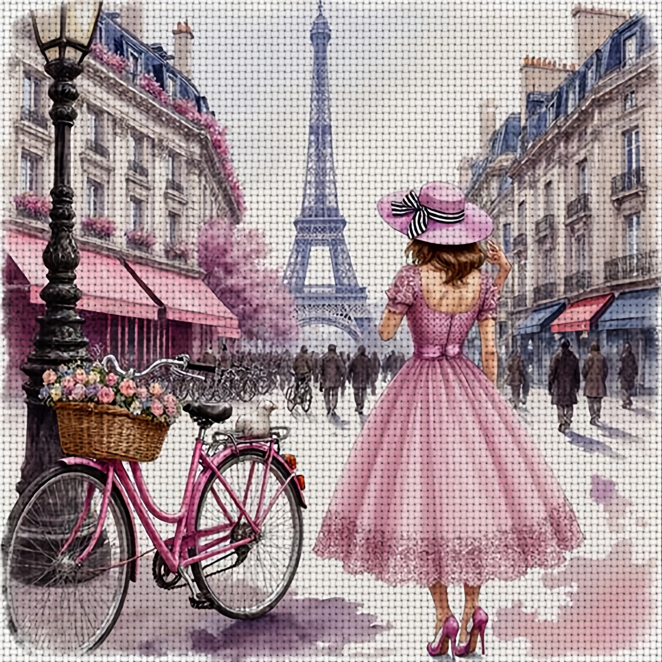TEMU 1pc Printed Diy Cross Stitch Kit, Frameless, " A Long Dress" Pattern, Perfect For Beginners' Relaxing Craft Time, Experience From "leisure" To