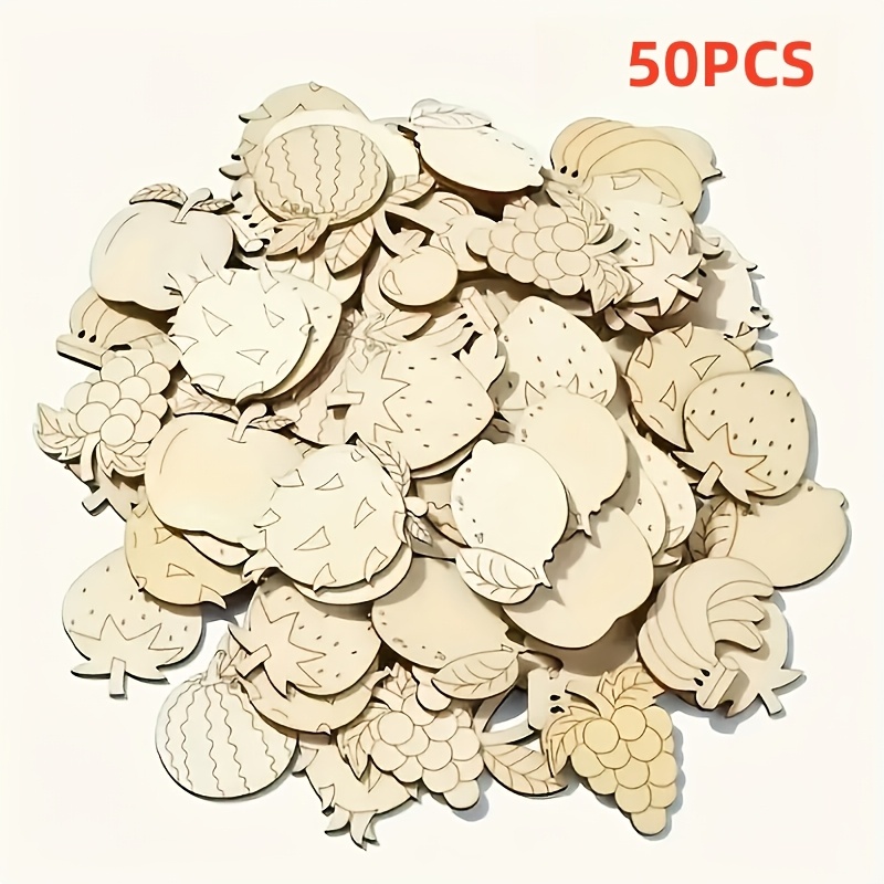 Image of 50pcs Wooden Pieces In Fruit Shapes, Party Photo Booth Props, Holiday Party Home Decoration Multifunctional Decorative Wooden Pieces