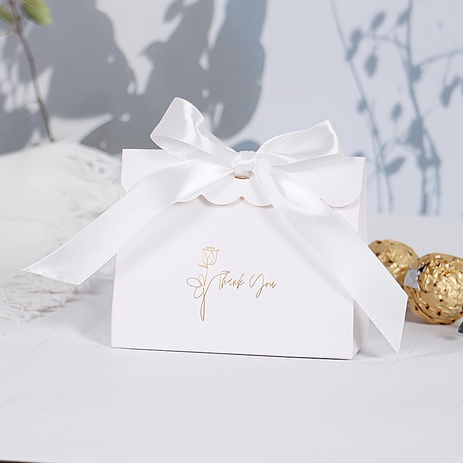 Gift For Her/him 10pcs Thank You Candy Gift Boxes With Exquisite Roses Printed On Them, Triangular Gift Boxes, Suitable As Gift Boxes For Valentine's Day, Parties, And Weddings, Halloween