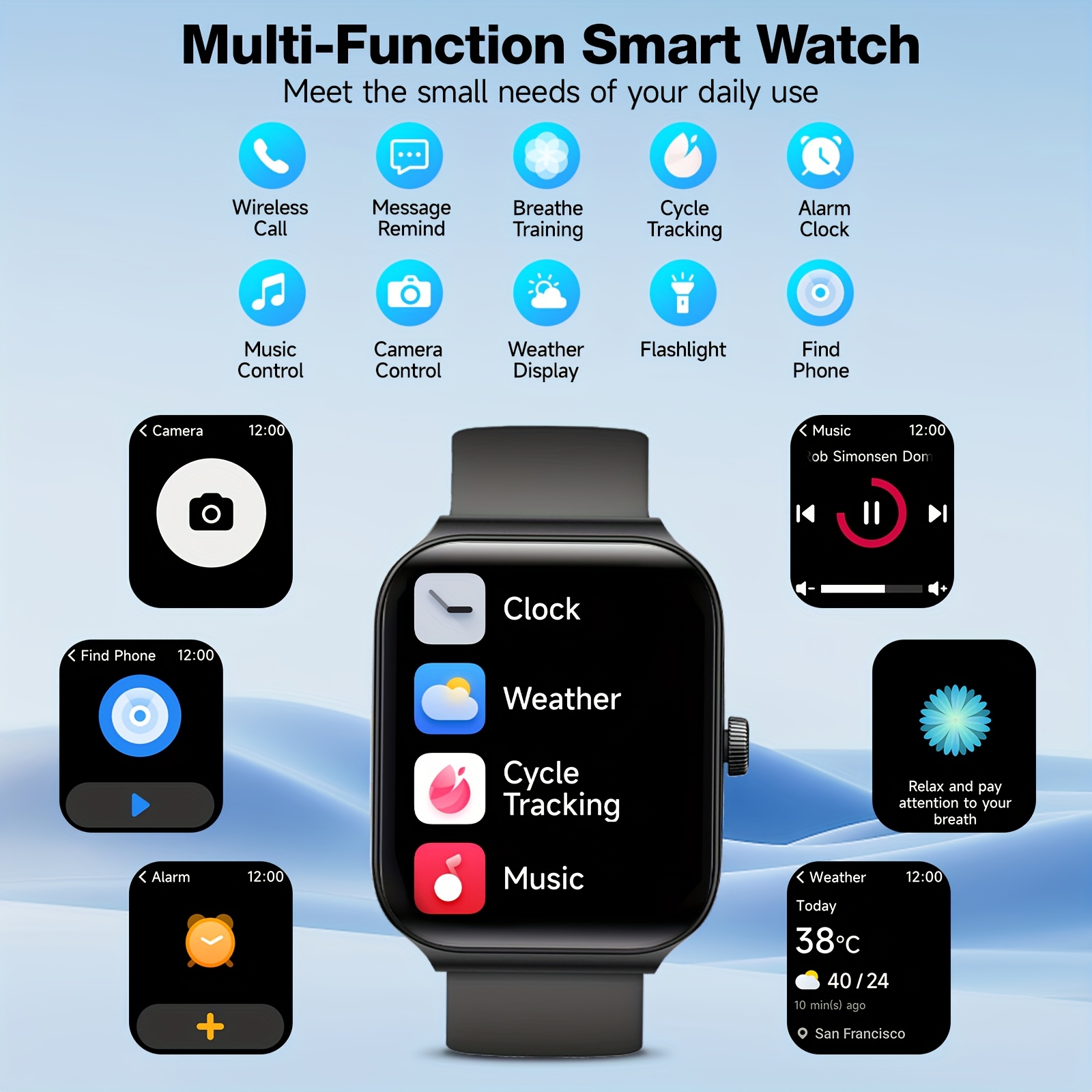 Montre Connectée FAWEIO avec Appels/Composition Sans SIM, Compatible Android/iPhone, Suivi Fitness 100+ Modes Sport, Compteur de Pas, Montre Intelligente pour Hommes & Femmes, Écran 1,95