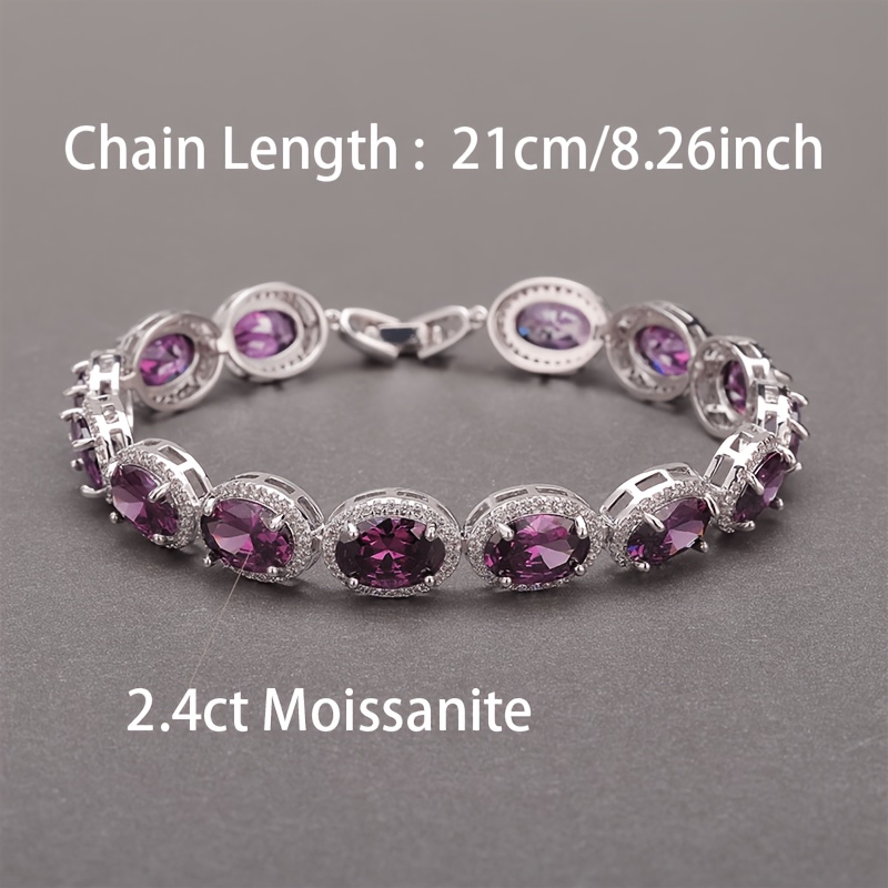 Image of 925 Silver, Women's Pink Moissanite Bracelet, Fashionable, Elegant, Cute, Suitable As A Birthday Gift, Christmas, Valentine's Day, Mother's Day, Presented In A Box