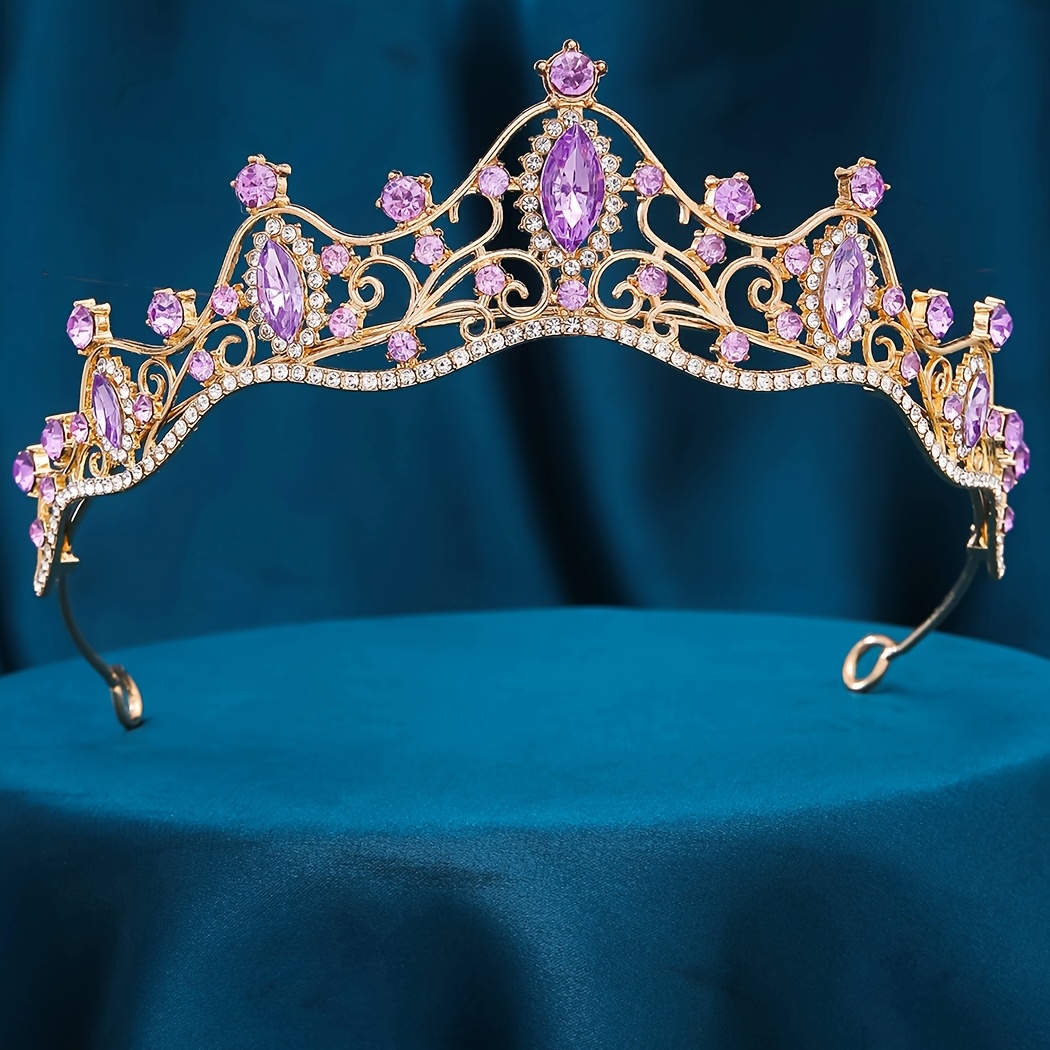 TEMU Couronne et diadème de mariage pour femmes, couronne de reine en cristal argentée pour mariée, bandeau de princesse, bonnet de remise de diplôme