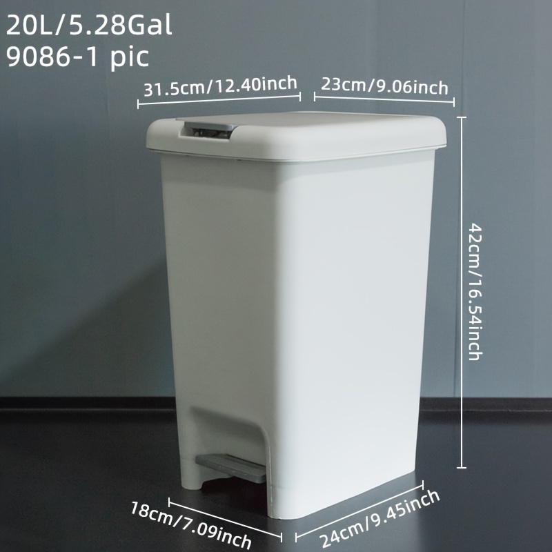 TEMU 1pc, Large Pedal Bin Lid, Pp Plastic, Foot Operated Trash Can For , Toilet, Dorm, Bathroom, , Bedroom, Room, Basket