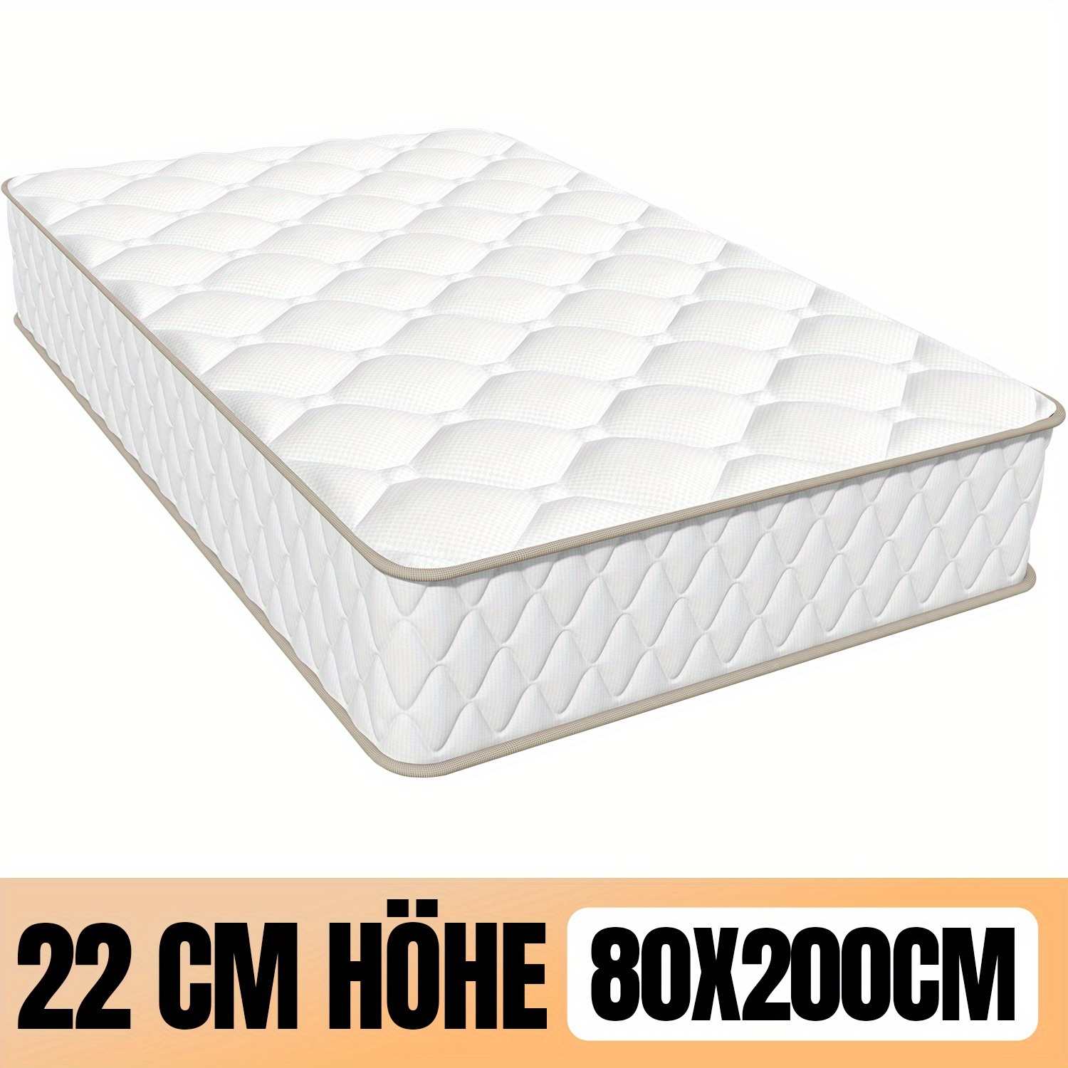 Image of Kaluote Mattress 80×200/90×200/100×200/140×200/160×200cm, 7-zone , Height 22cm, Spring Mattress, Breathable, Reduces Back Pressure, Foam Independent Mattress, Firmness