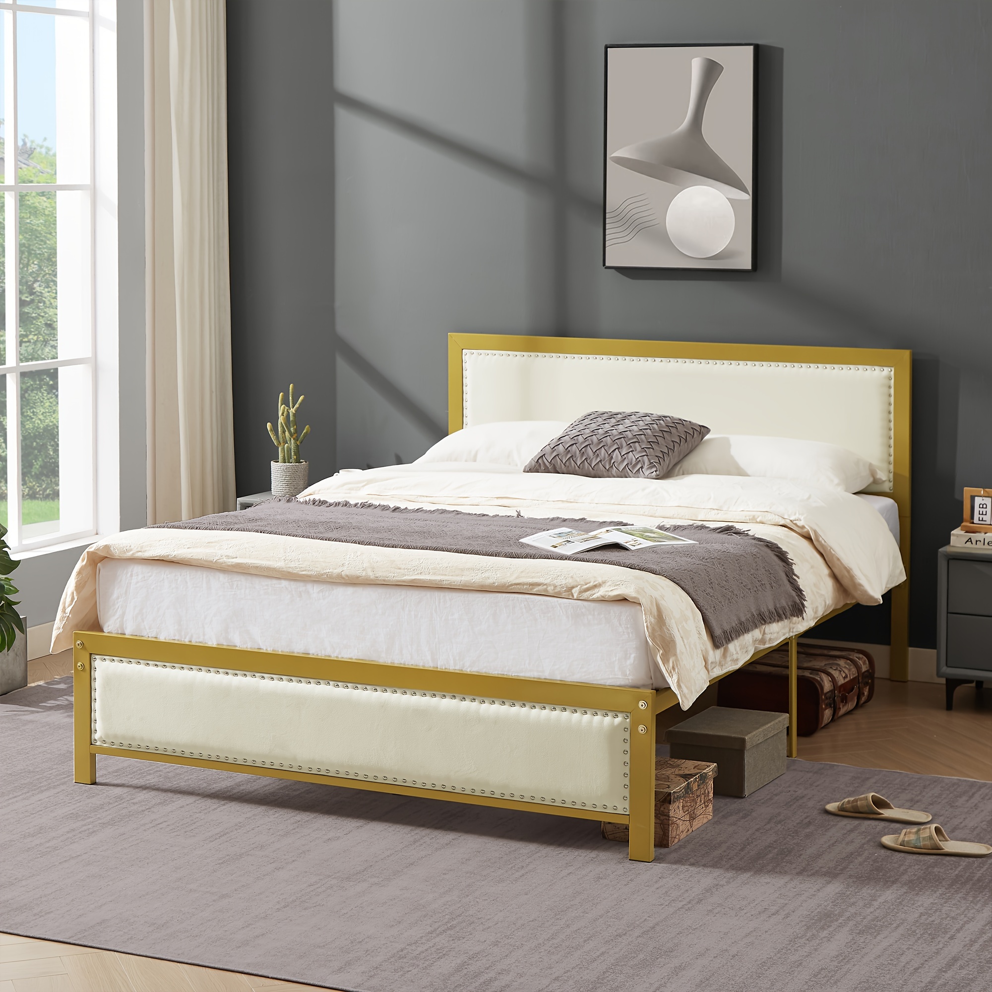 

Vecelo Upholstered Platform Bed Twin/ Full/ Queen Size Bed Frame With Headboard/footboard, Easy Assembly