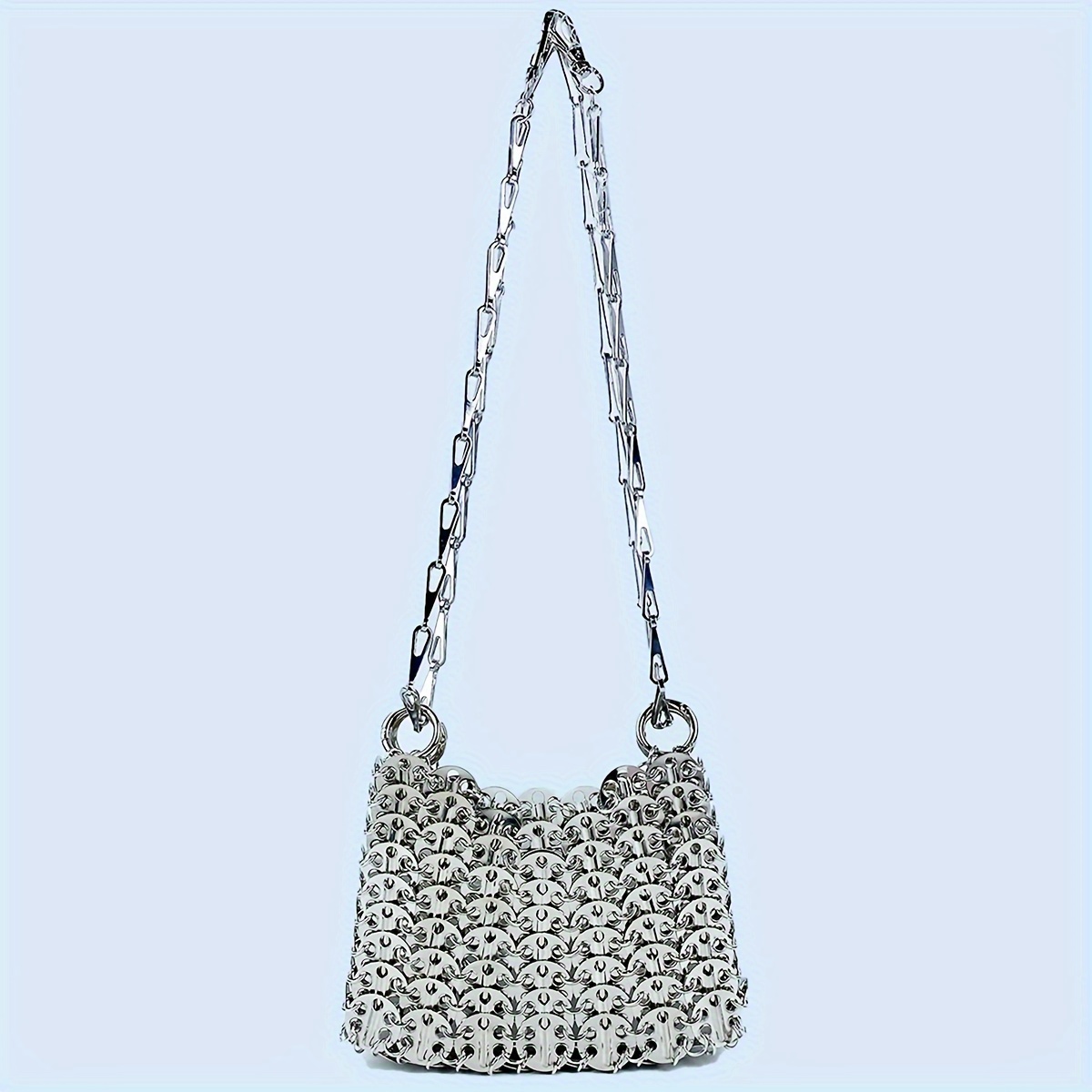 

New Silvery Hand- Sequin Bag Long Shoulder , Can Be Worn As A Single Shoulder Or Crossbody Bag For .