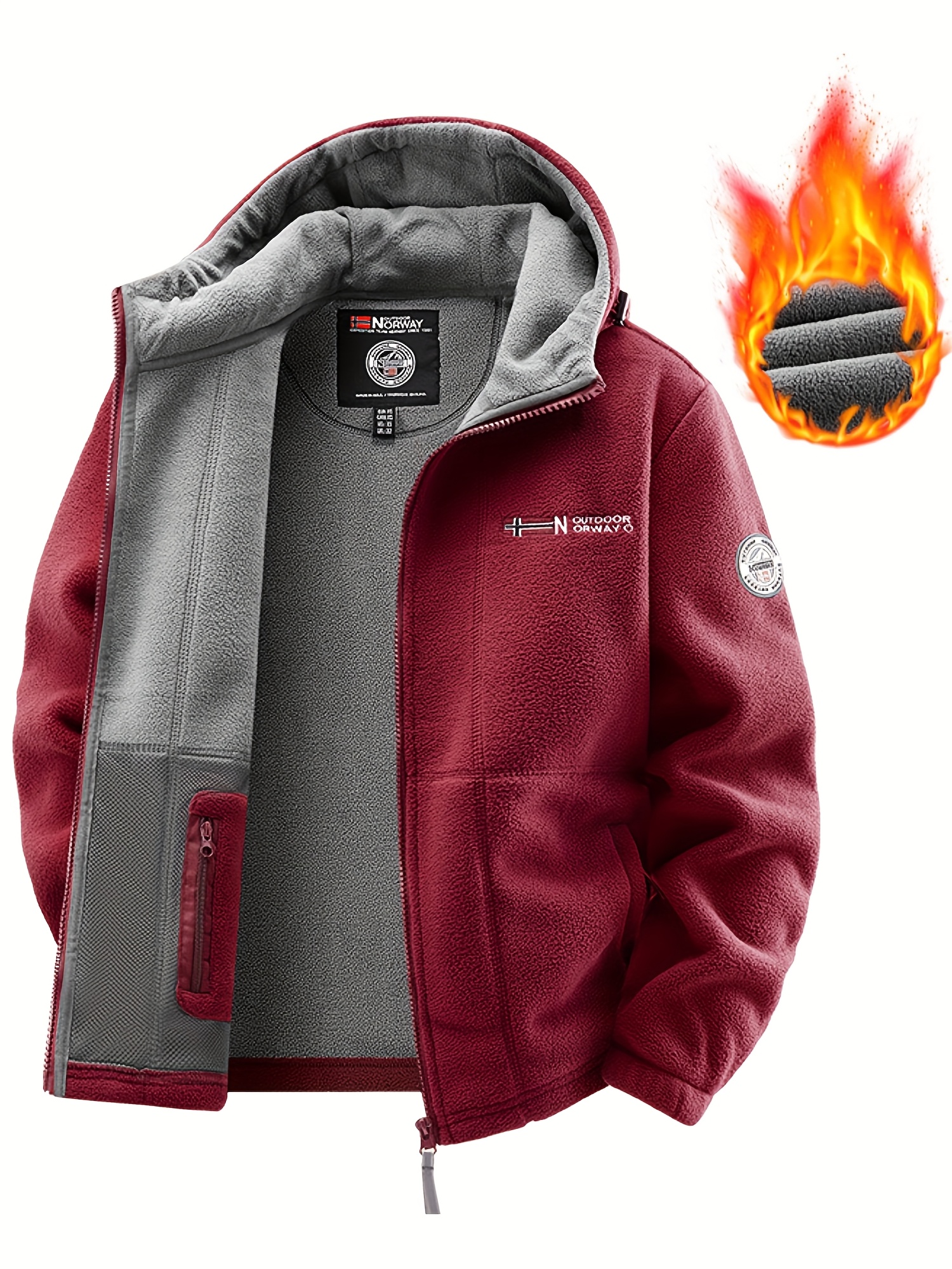 herren fleecejacke outdoor sport kapuze reißverschlusstasche