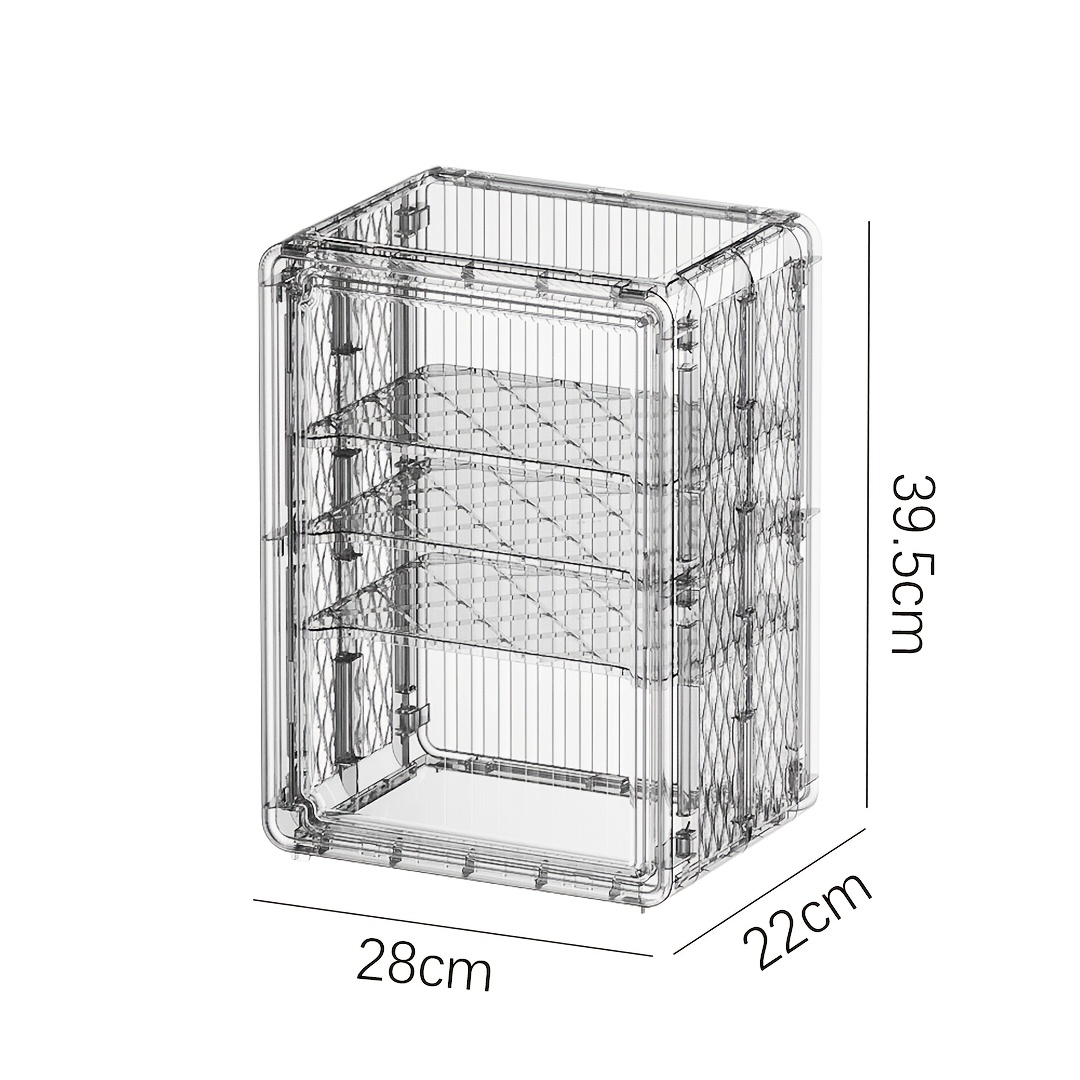 Image of Stylish Tiered Multi-compartment Cosmetic Storage Box With Clear Window, Durable Plastic Countertop Organizer, Dust- And Makeup Storage Suitable For Vanity, Bathroom Or Desktop.