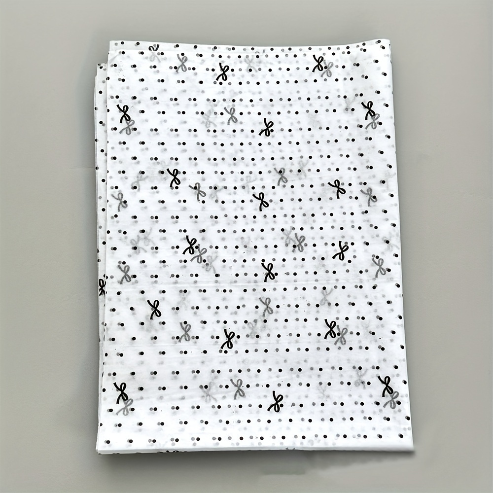 10pcs/bag Floral Wrapping Paper With Polka Dot Bow Print Tissue Paper For Gift Decoration