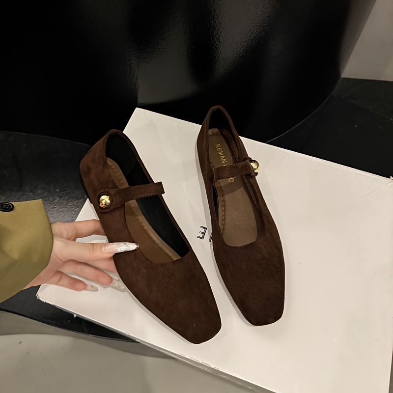 E-shop Style Literarische Abendliche Wind Square Toe Mary Jane -Schuhe mit Klettverschluss 2025 Neue Sanfte Weiche Sohle Bequeme Kleine