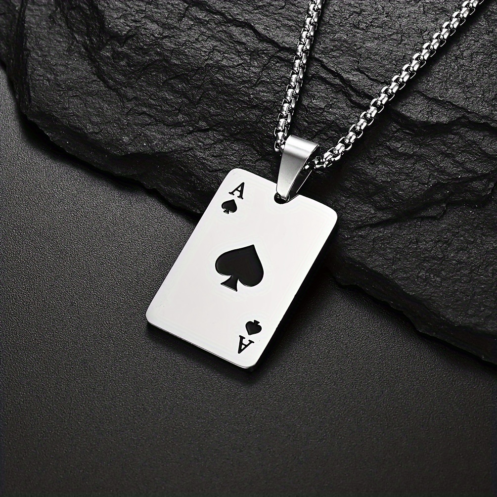 Cross-border Stainless Of Spades And Hearts Pendant Necklace Hip-hop Style Versatile Sweater Chain Couple's Necklace