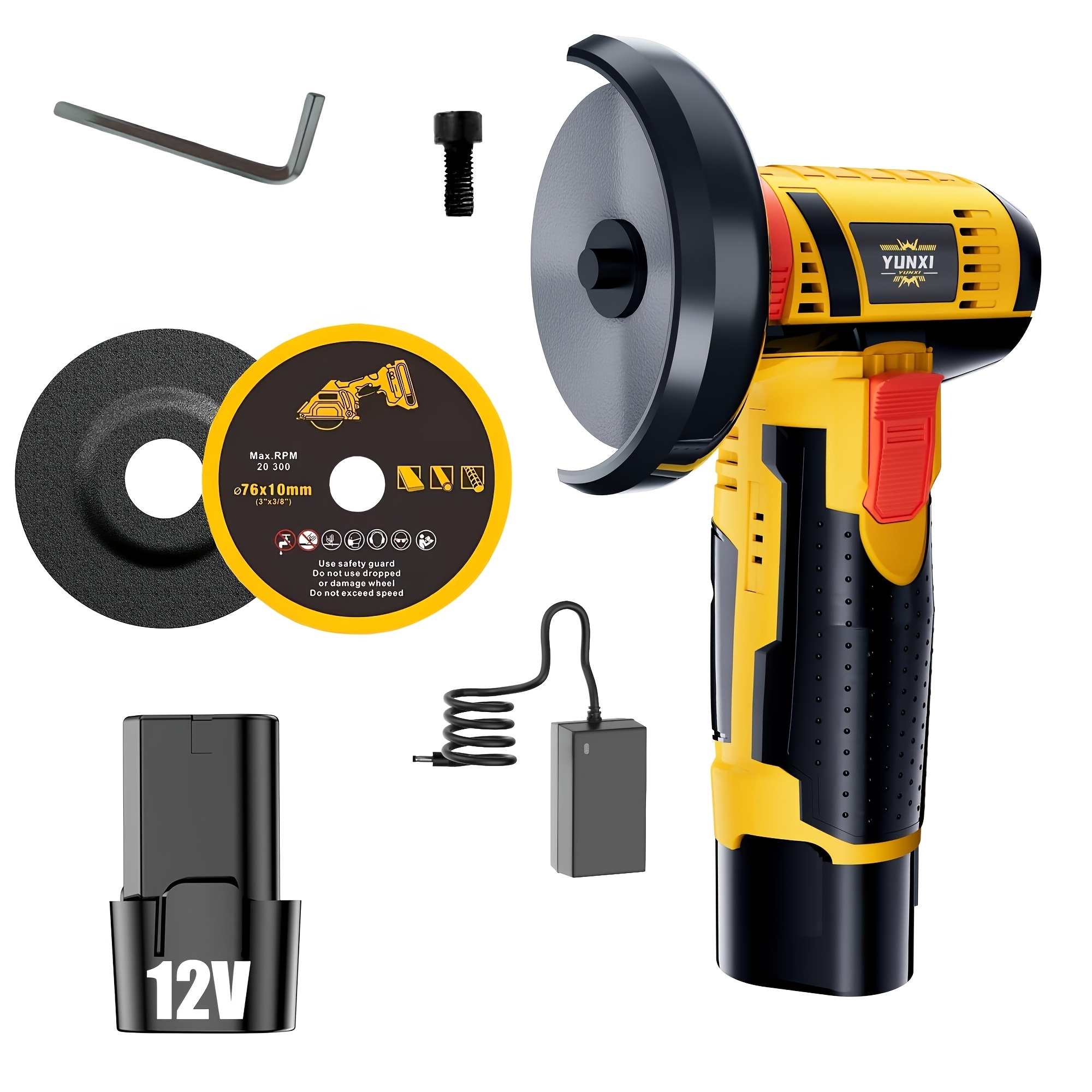TEMU 12v Mini Cordless Angle Grinder, Portable Lithium Electric Grinder, 3 Inch Disc Power Tool For Grinding, Polishing, Rust Removal & Metal ,
