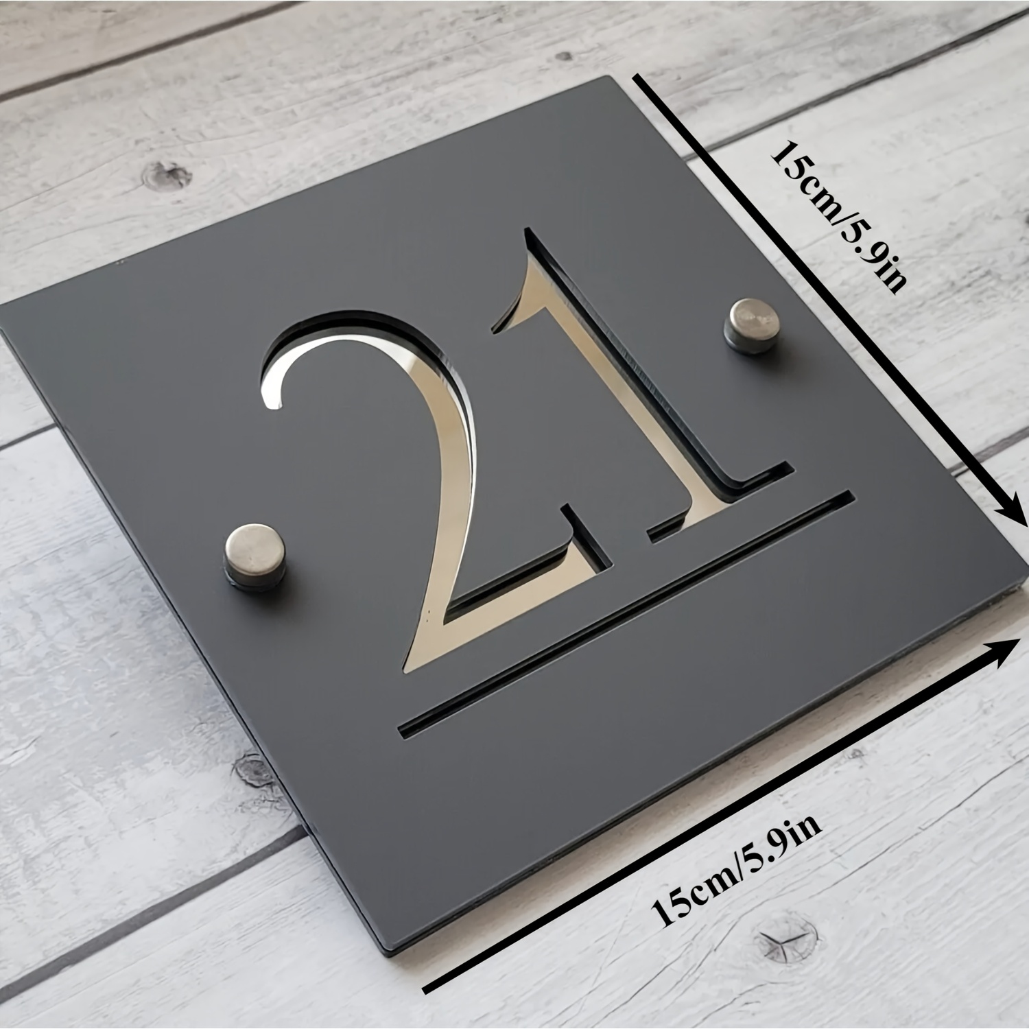 TEMU Personalized Square Outdoor House Number, Address Plaque, Modern Art Sign, Made Of Matte Acrylic And Combination