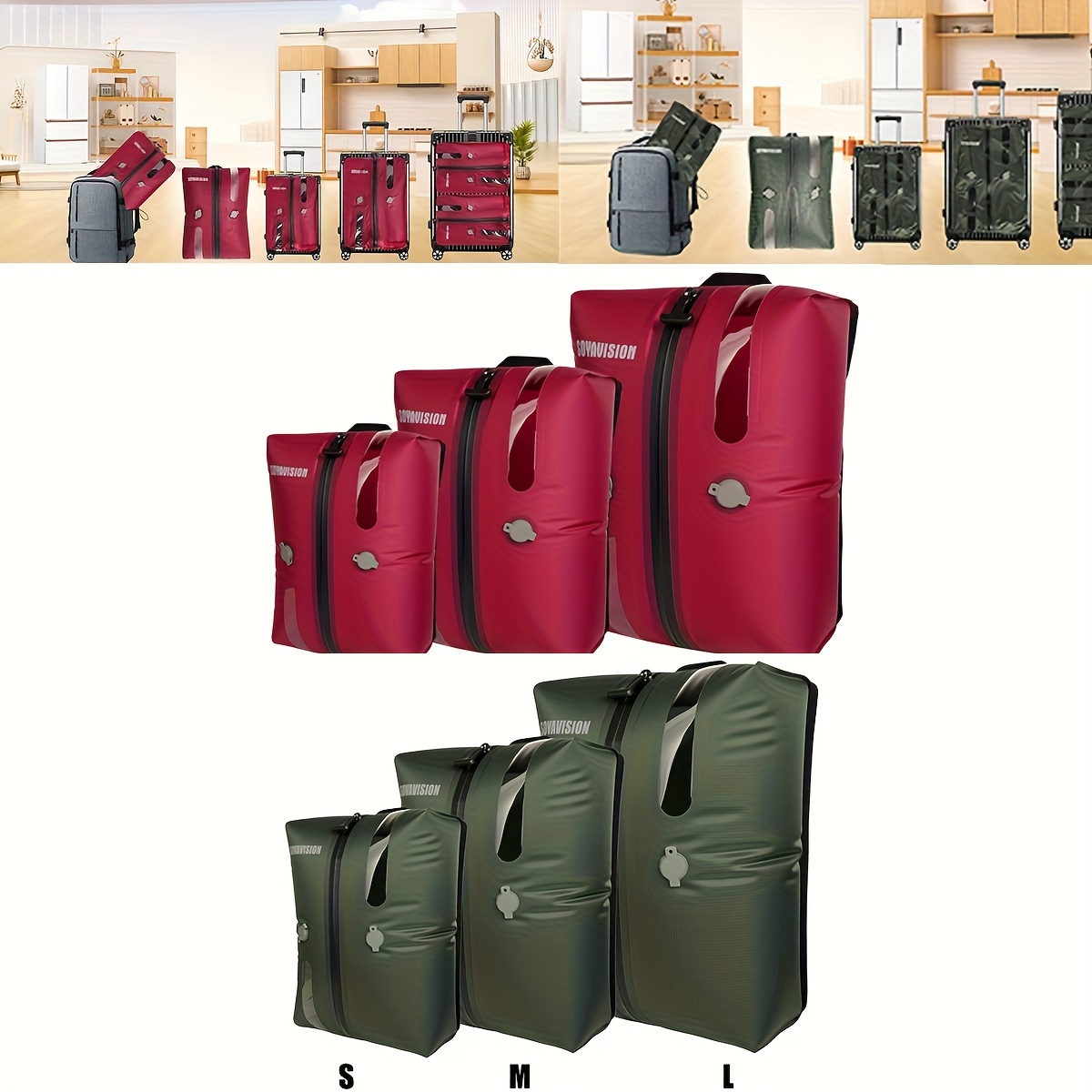 saco de compressão a vácuo em tpu de tamanho pequeno/ /  reutilizável saco de armazenamento de roupa à   de pó saco de armazenamento de   de viagem para     sacos de mala mochila saco de compressão de armazenamento     verde