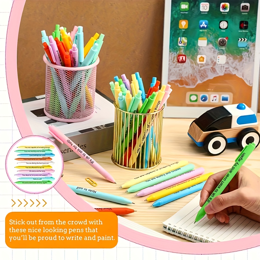 60pcs set of customized inspirational macaron ballpoint pens black ink cartridge   used as back to   christmas and     gifts company slogan customization corporate giveaways inspirational presents stylish ballpoint pens   pens retractable mechanism durable construction inspirational pens promotional pens event planners gift sh Product details 2