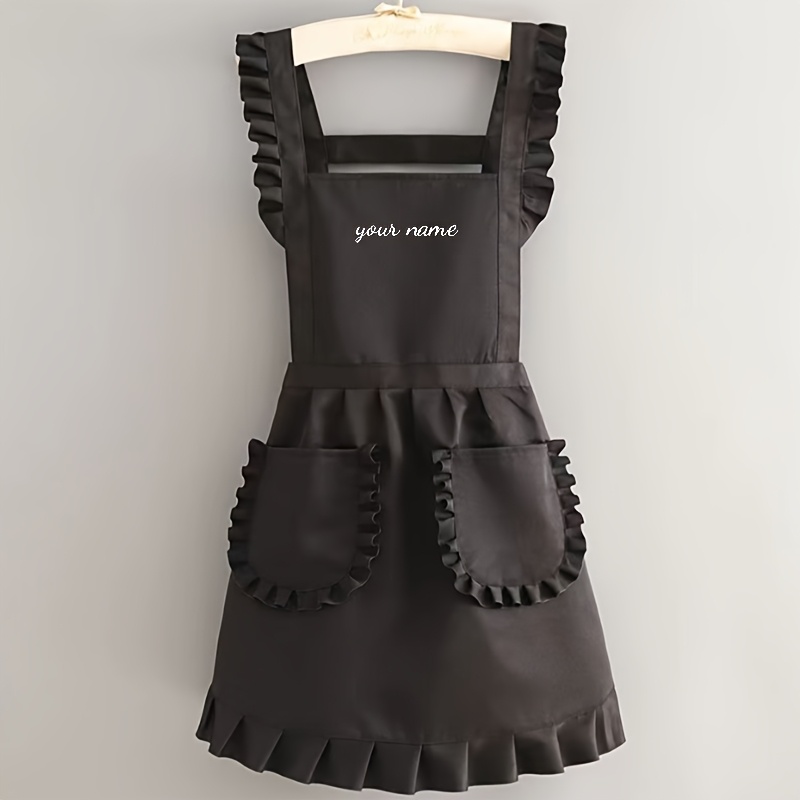 TEMU Custom Aprons, 3 Color Options, Custom Name, Women's Elegant Custom Printed Aprons, Personalized Lace Skirt Aprons, Suitable For Home, Women's