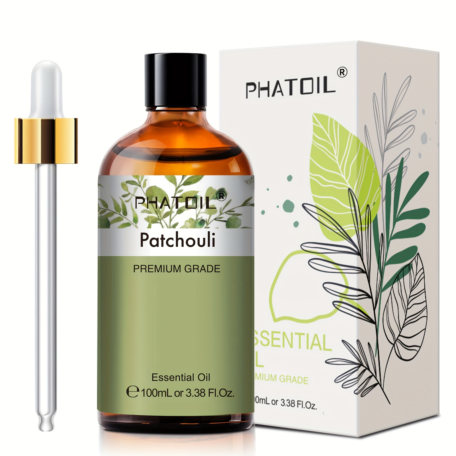 TEMU Phatoil 1pc 100ml/3.38fl.oz Patchouli Essential Oils For Diffusers Humidifier Candle Making